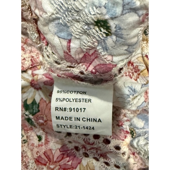 Solitare Women Floral Eyelet Lace 2 Piece Set Top and Shorts Multicolor Size M - Picture 10 of 11